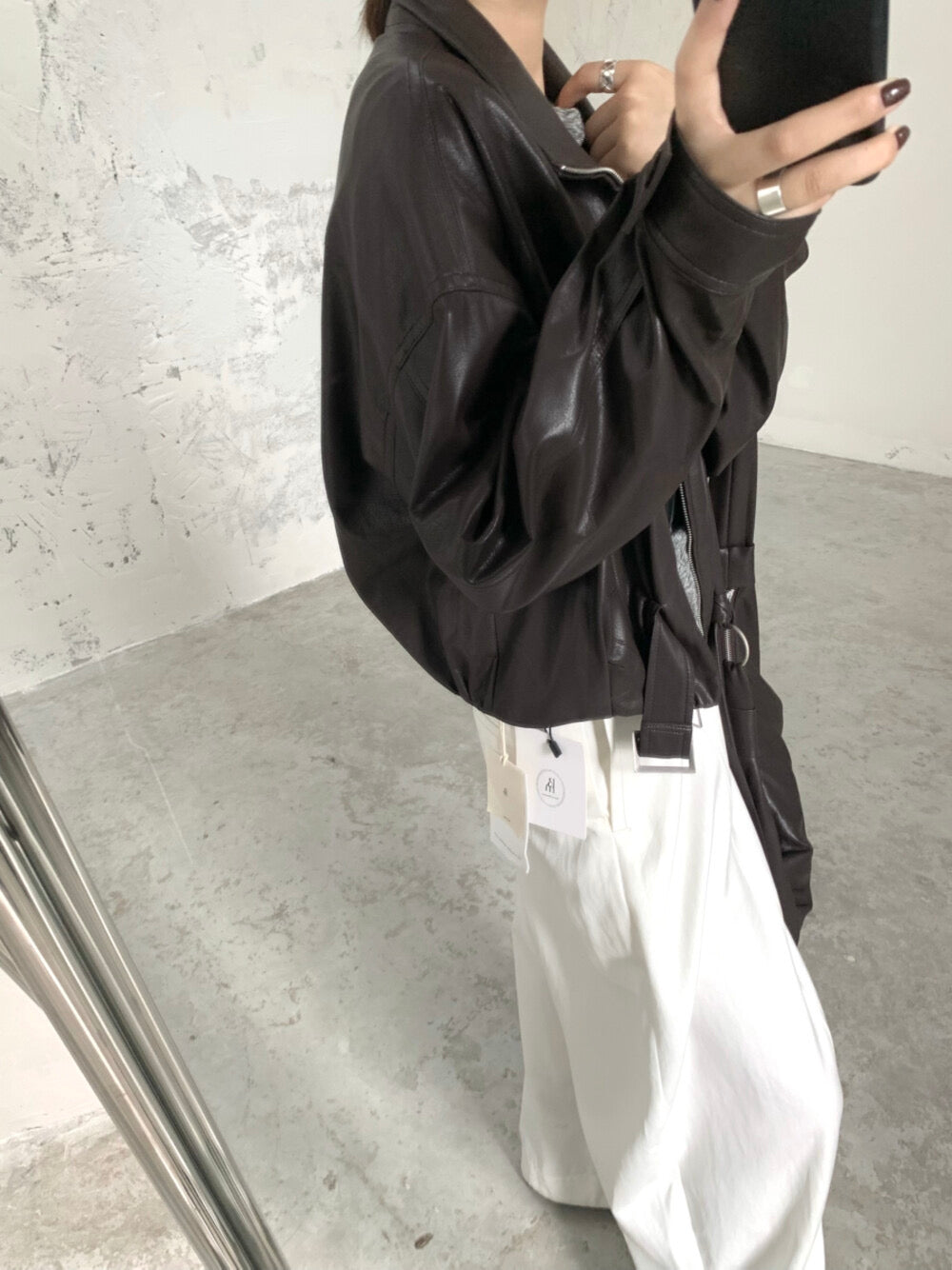 Kelly Designs 3colors Soft PU Leather Hoodie Jacket With Bag Set (Instock)