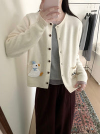 Kelly Designs Embroidery Cartoons Three Colors Wool Cardigan (Instock)