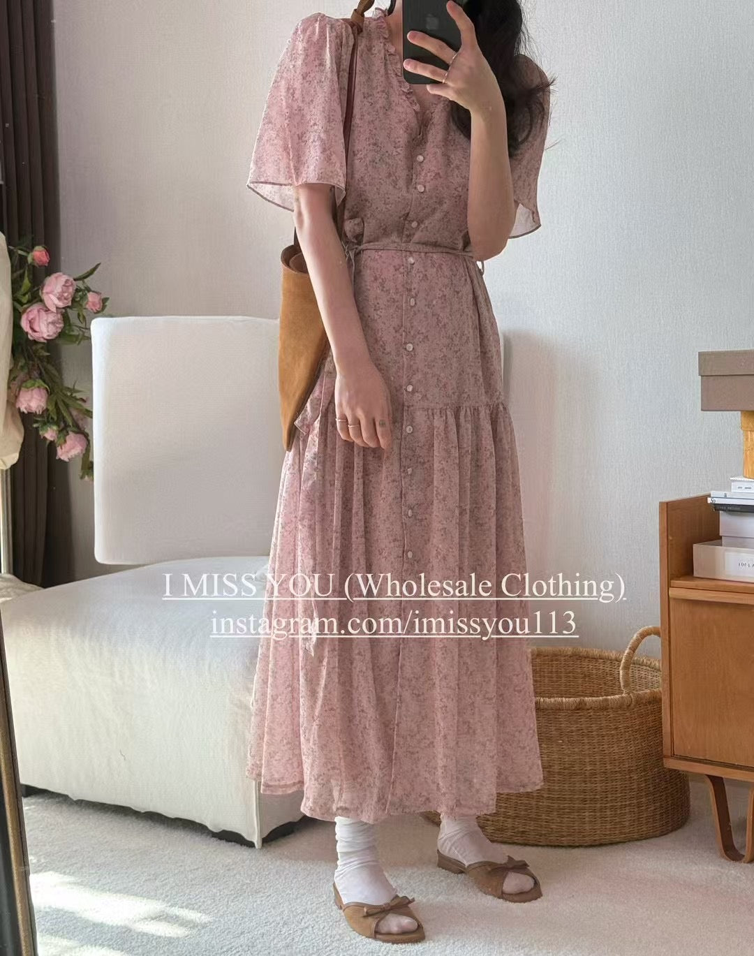 Korean APM Collection I Miss You Pink Flower Dress (Instock)