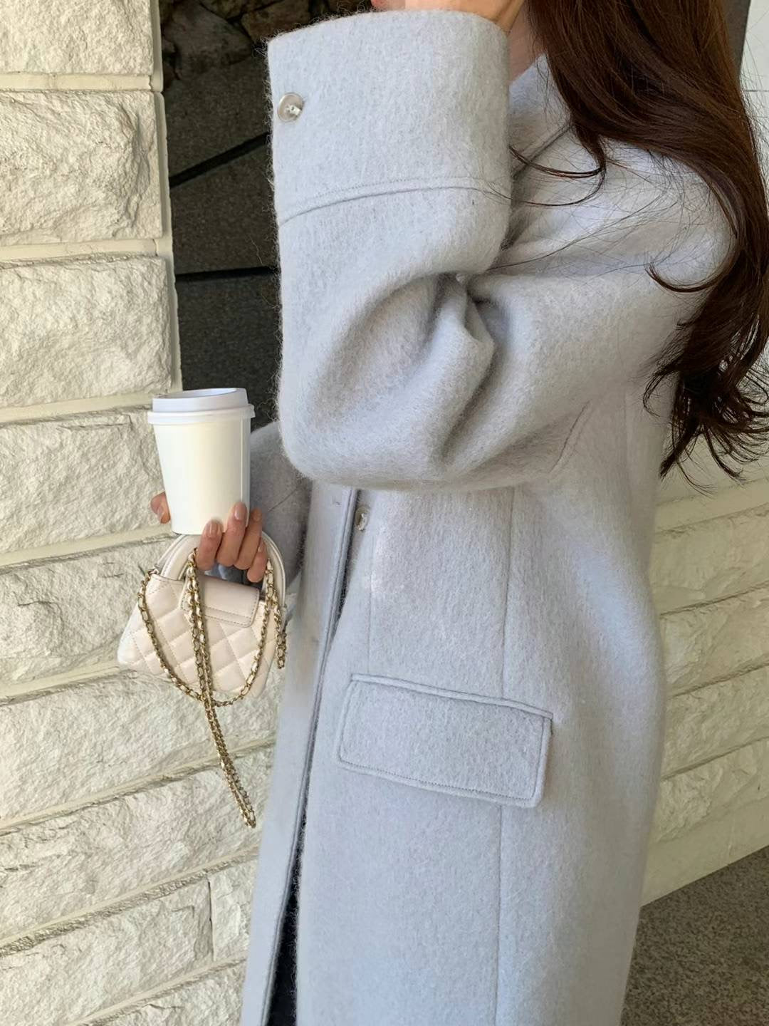 Korean APM Collection Vegetable-Riette Blue Wool Coat (Instock)