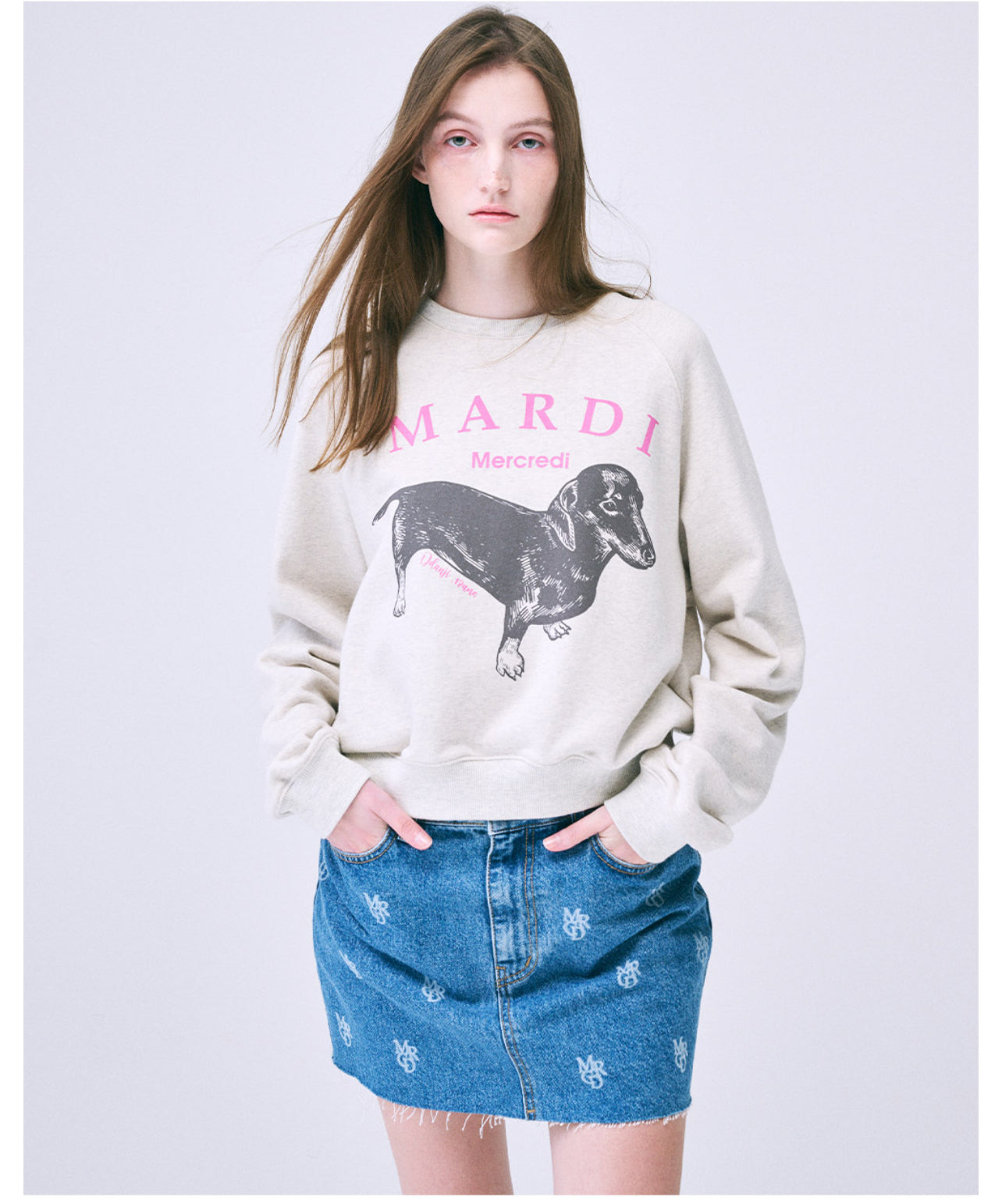 Mardi Mercredi SWEATSHIRT RAGLAN DDANJI_OATMEAL PINK (Preorder)