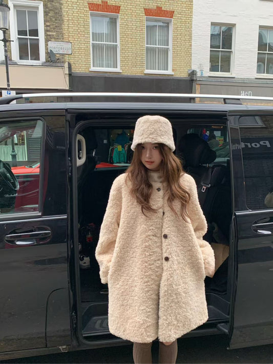 Kelly Designs Eco-Fur Teddy Coat Set with Matching Hat (Instock)