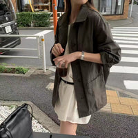 Korean APM Collection Ounce Lightweight Cotton Oversized Jacket – Mocha Brown (Instock)
