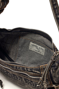 Matin Kim MATIN WASHED DENIM MINI HOBO BAG IN BLACK (Preorder)
