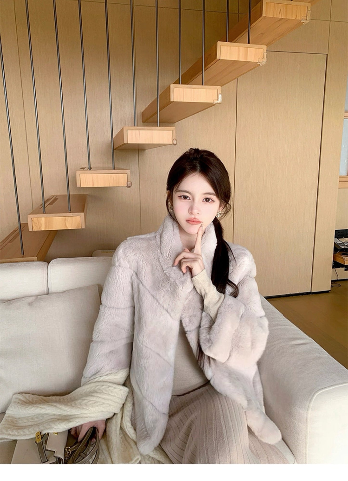 Kelly Designs Imported Rex Rabbit Fur Coat – 4 Colors | Luxury Winter Outerwear (Instock)