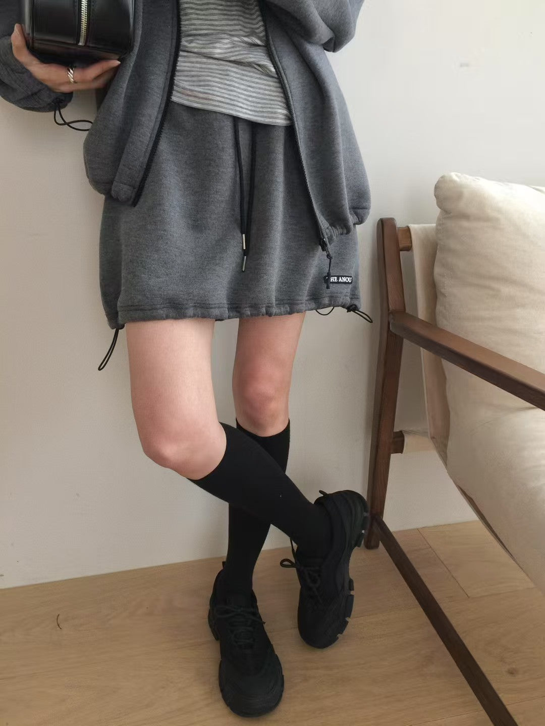 Korean APM Collection Spring Casual Skirt-Navy/Grey (Instock)