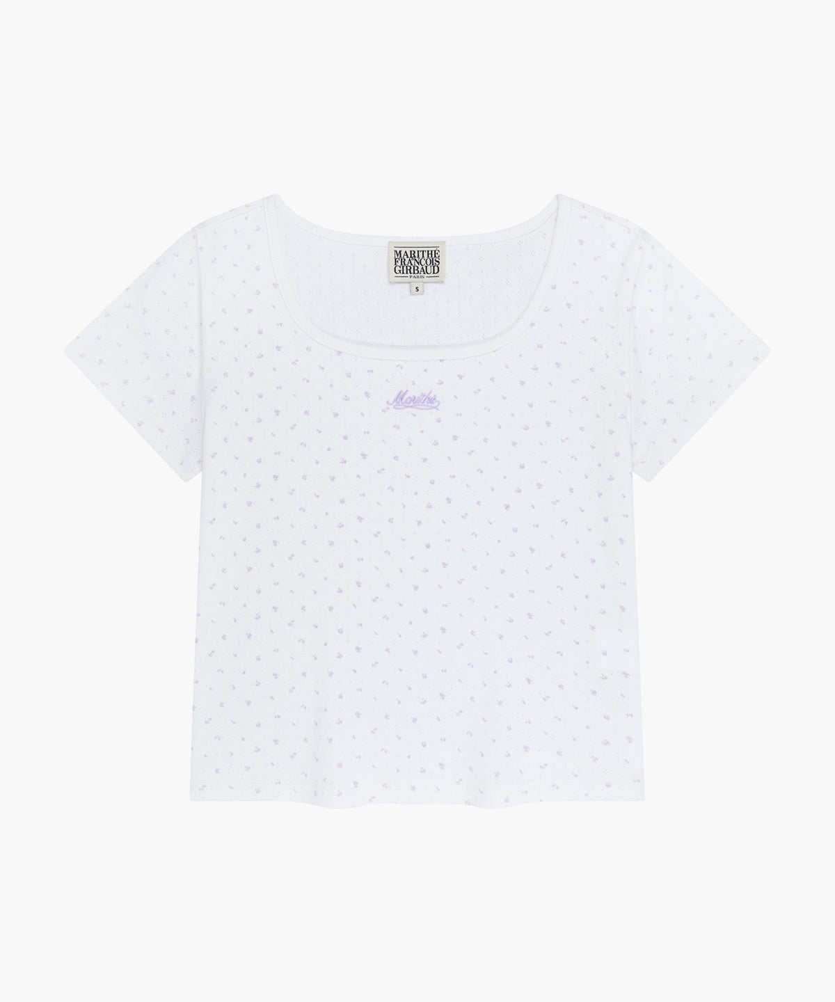 Marithe W FLOWER SLIM CROP TEE ivoire (En stock)