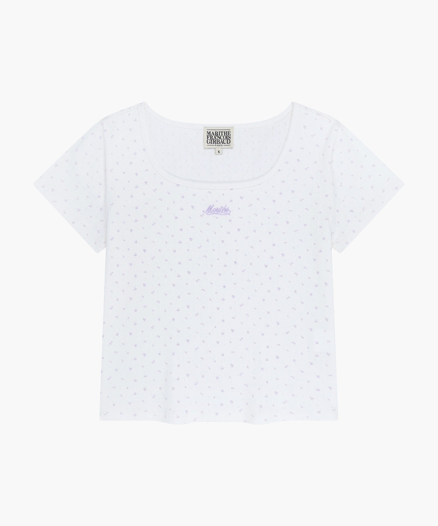 Marithe W FLOWER SLIM CROP TEE ivoire (En stock)