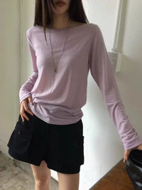 Korean APM Collection  Wool Blend Boat Neck Long Sleeve Top - 5 Colors (Instock)
