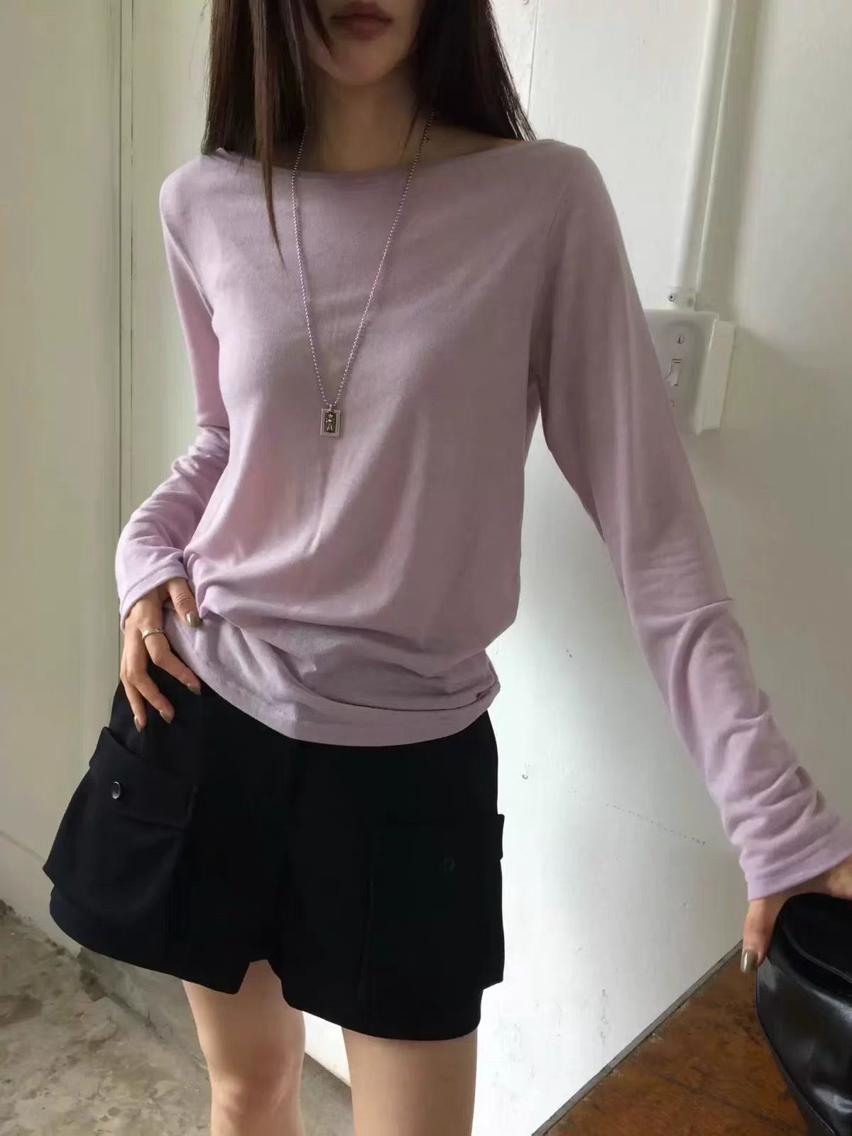 Korean APM Collection  Wool Blend Boat Neck Long Sleeve Top - 5 Colors (Instock)