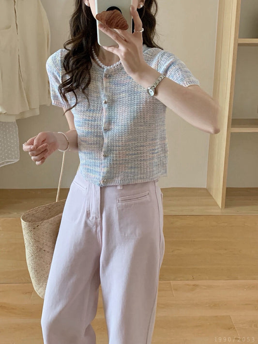 Kelly Designs Short Rainbow Mint Knit Top(Instock)