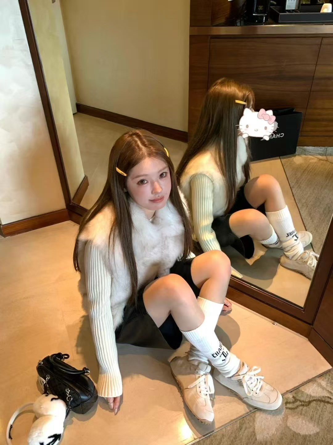 Kelly Designs Rex Rabbit Fur & Knit Panel Jacket – Cream
(Instock)