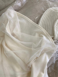 Kelly Designs Off-Shoulder Mesh Ruched Long Sleeve Top (Light Fleece) (Instock)
