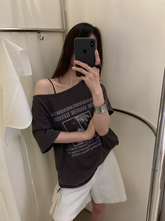 Kelly Designs Off Shoulder Print Tshirt- 2 Colors (Instock)