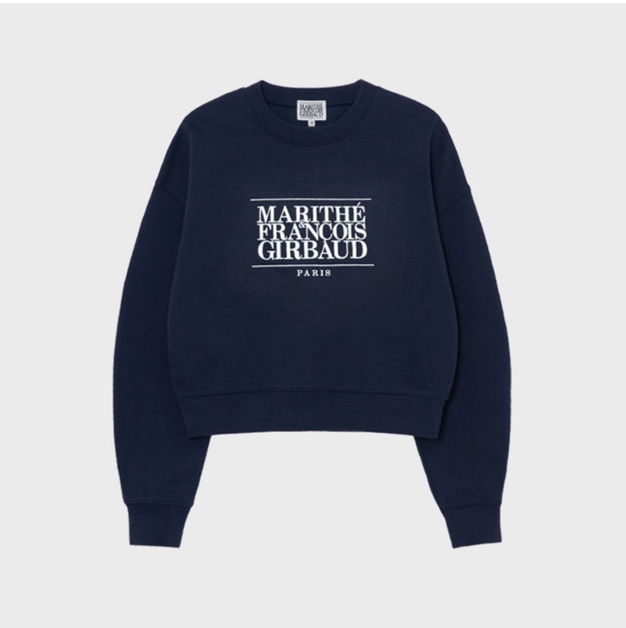 Marithe Classic Logo Crop Sweatshirt Navy (Instock)