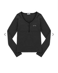 ASON Ellen Stripe Long Sleeve Tee – Black (Instock)