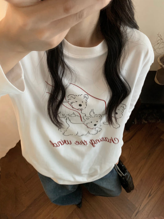 Kelly Designs “Chasing the Wind” Puppy Graphic Long-Sleeve Tee(Instock)