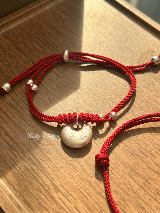 Kelly Designs Silver Lucky Charm Red Bracelet (Instock)