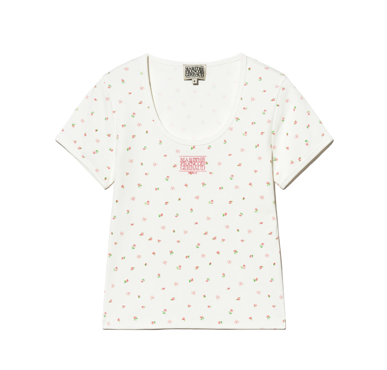 Marithe W Flower Short Sleeves TEE White(Preorder）