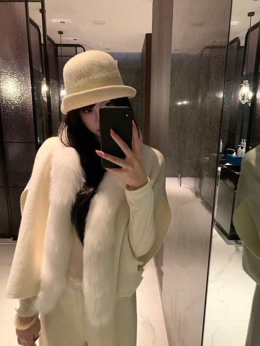 Kelly Designs Classic Fox Fur White Cardigan (Instock)