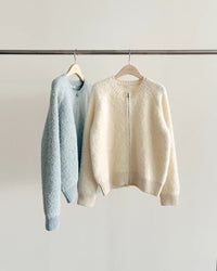 Korean APM Collection Ounce Two Colors Wool Zip Up Cardigan (Instock)