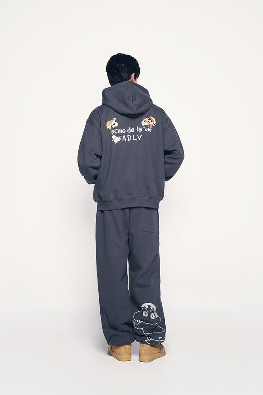 ADLV SHINCHAN BASIC LOGO HOODIE ZIP UP- Dark Grey (Instock)