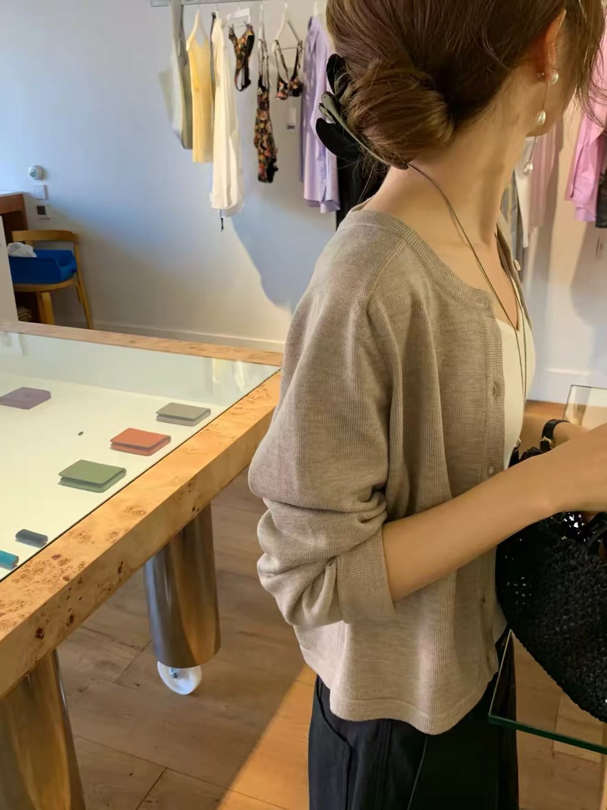 Korean APM Collection Ounce Wool & Silk-Blend Knit Cardigan - 4 Colors (Instock)