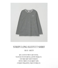 Rolarola Stripe Long Sleeve T-Shirt – Gray & Green (Instock)