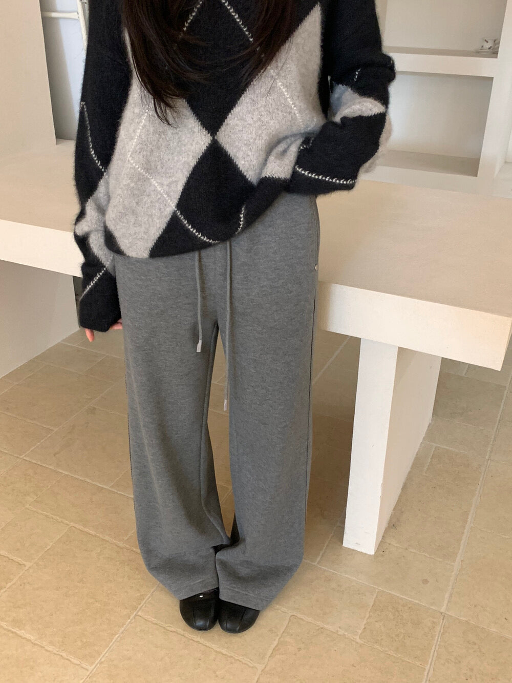Kelly Designs Silk-Cashmere Fleece-Lined Straight Pants (Instock)