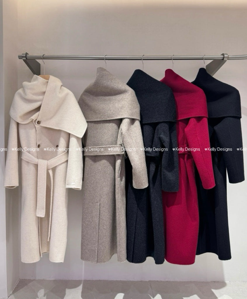 Kelly Designs Scarf Wool Coat (Instock)