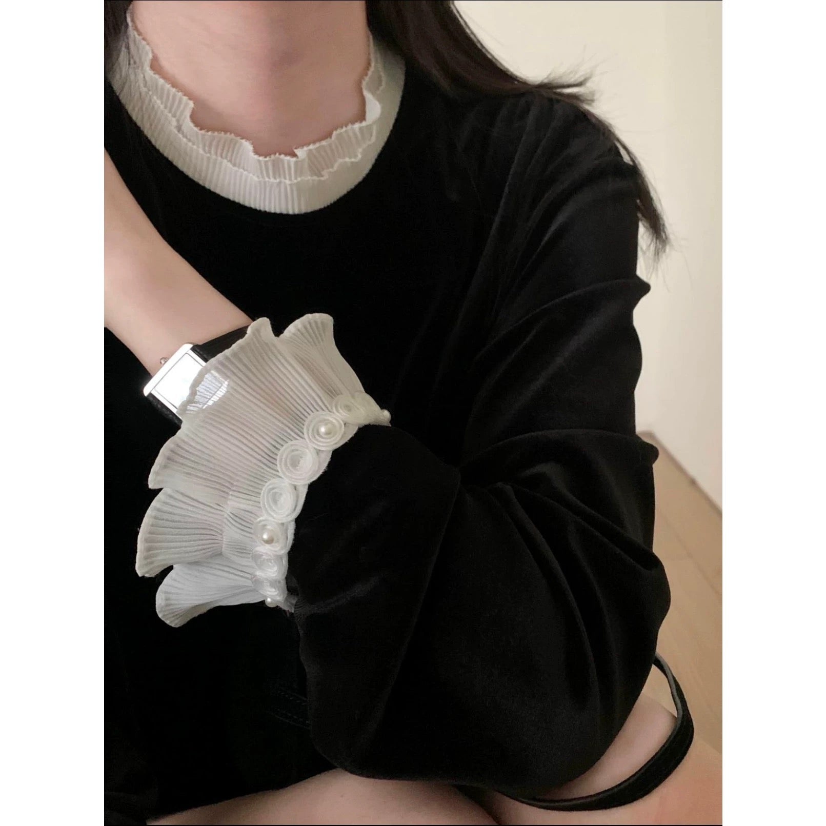 Kelly Designs Velvet Ruffle Trim Top(Instock)