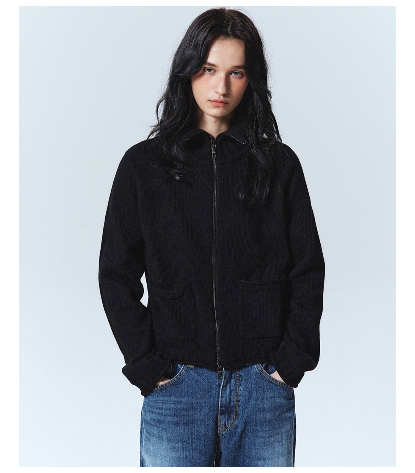 Korean Collection Nick Nicole Jaquard Knit Cardigan-Black (Instock)
