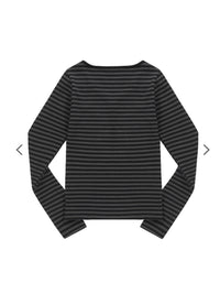 ASON Ellen Stripe Long Sleeve Tee – Black (Instock)