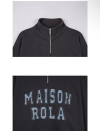 Rolarola Maison de Rola Embroidery Half Zip-Up Sweatshirt – Charcoal (Instock)