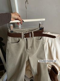 Kelly Designs Fleece-Lined Denim Flare Jeans with Belt (Instock)