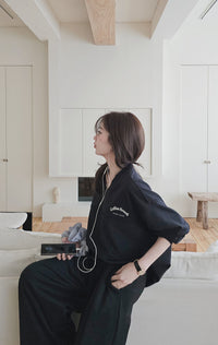 Korean Coffee Break V-Neck Sweatshirt (Instock)