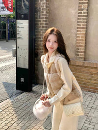 Kelly Designs Cream Mocha Rabbit Fur Knit Hoodie Jacket (Instock)