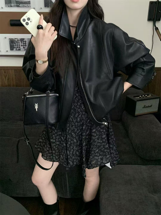 Kelly Designs Faux Leather Short Black Jacket(Instock)