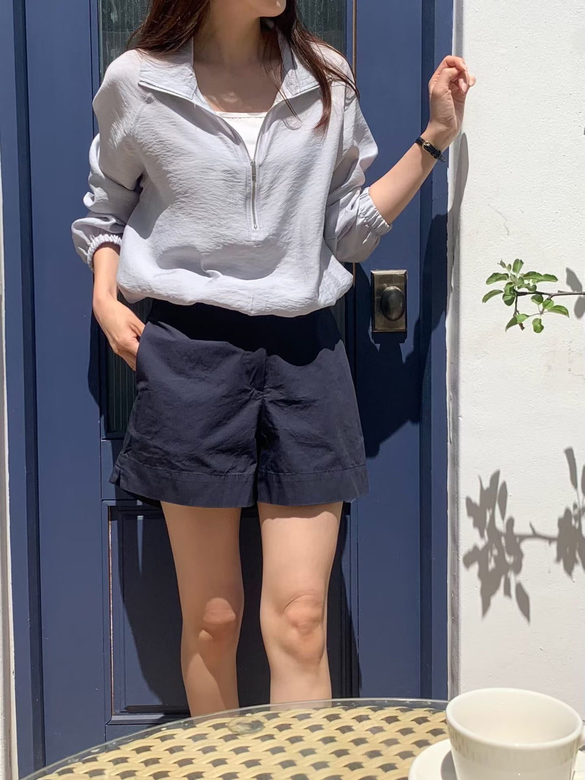 Korean APM Collection Half Zip Up Top-2 Colors (Instock)