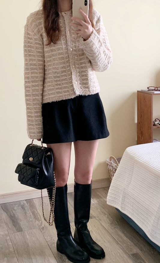 Korean APM Collection Ounce Chanel Styles Beige Cardigan (Instock)