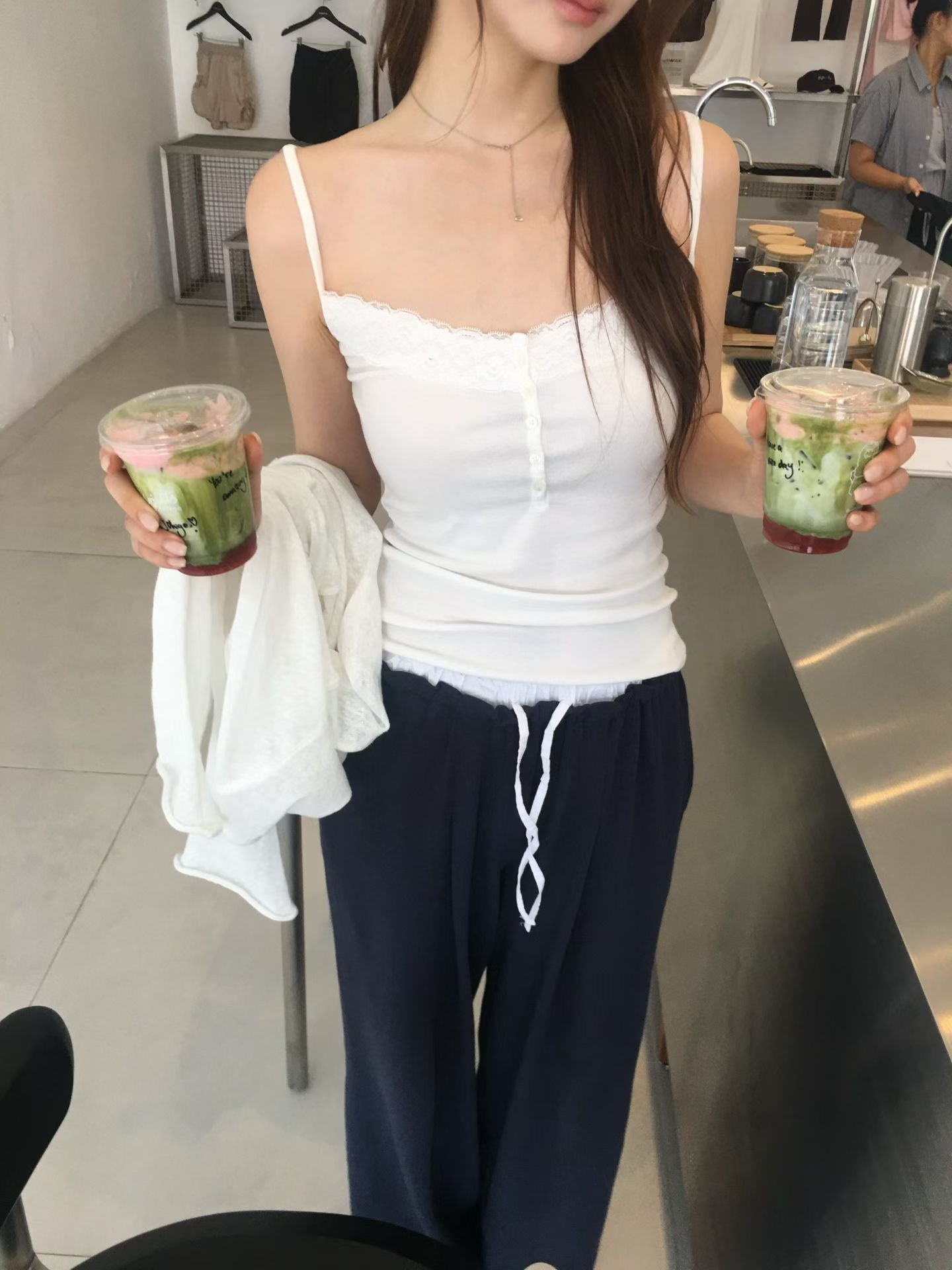 Korean APM Collection Vegetable Navy Pants (Instock)