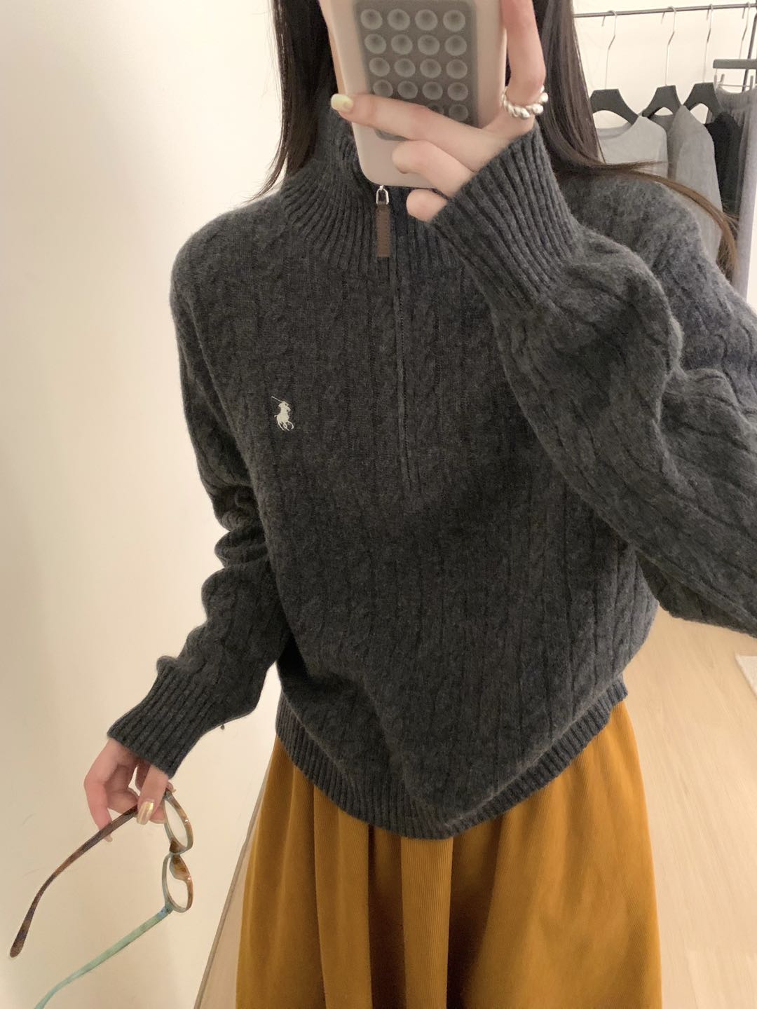 Kelly Designs 100% Wool Half-Zip Cable Knit Sweater – Five Colors (Instock)