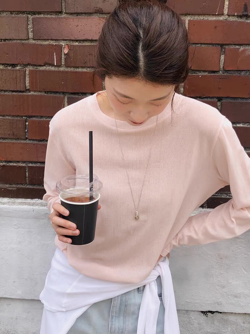 Korean ERUME Lightweight Sheer Long Sleeve Top (Instock)