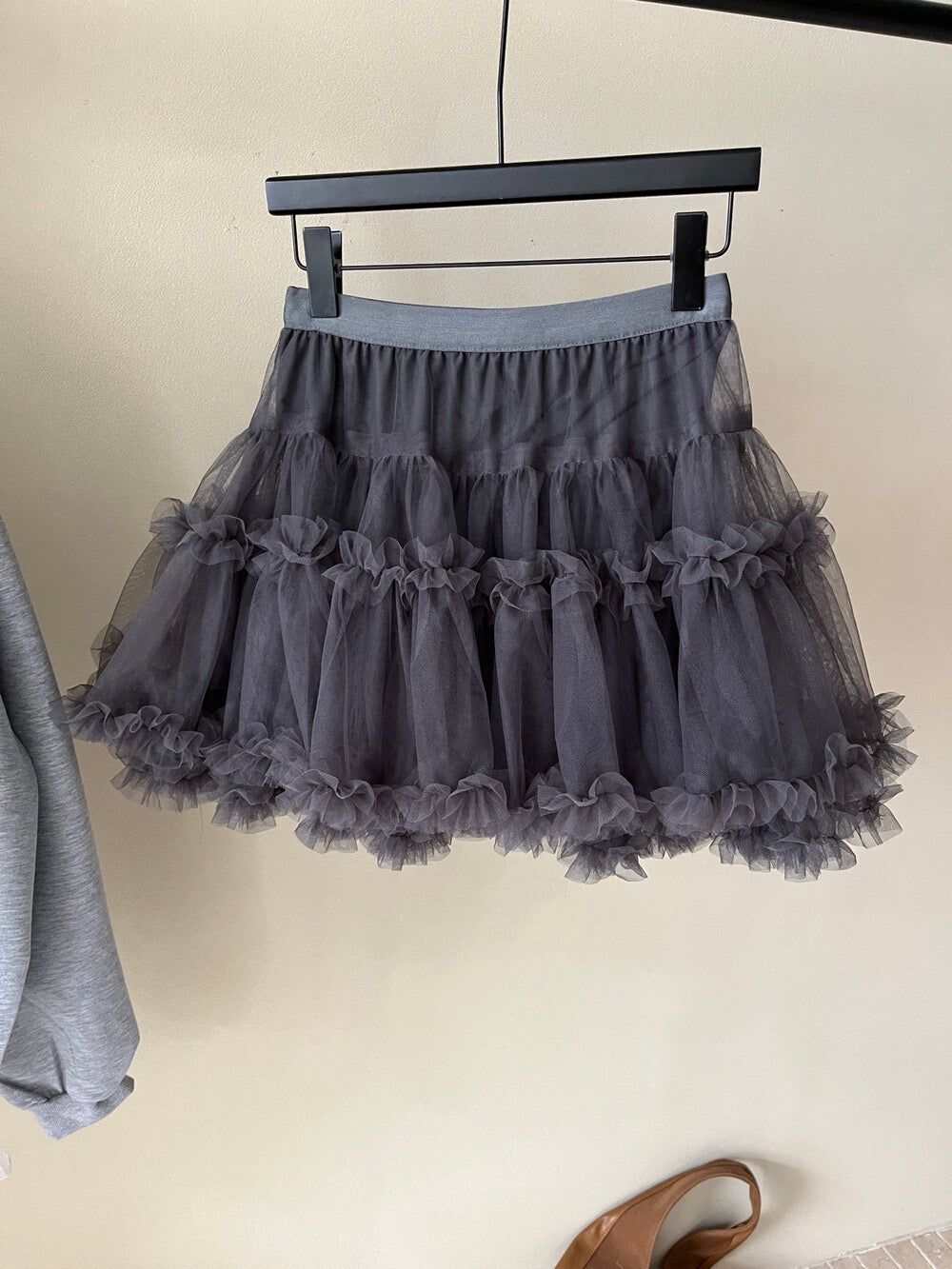 Kelly Designs Off-Shoulder Faux Layered Sweatshirt & Grey Skirt (Instock)