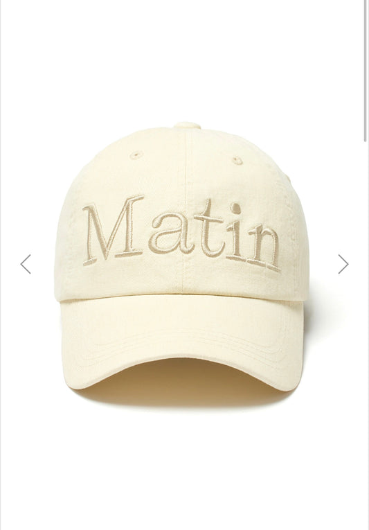 MATIN KIM MATIN LOGO WASHED BALL CAP IN LIGHT BEIGE (Instock)
