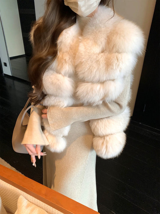 Kelly Designs Fox Fur White Vest (Instock)