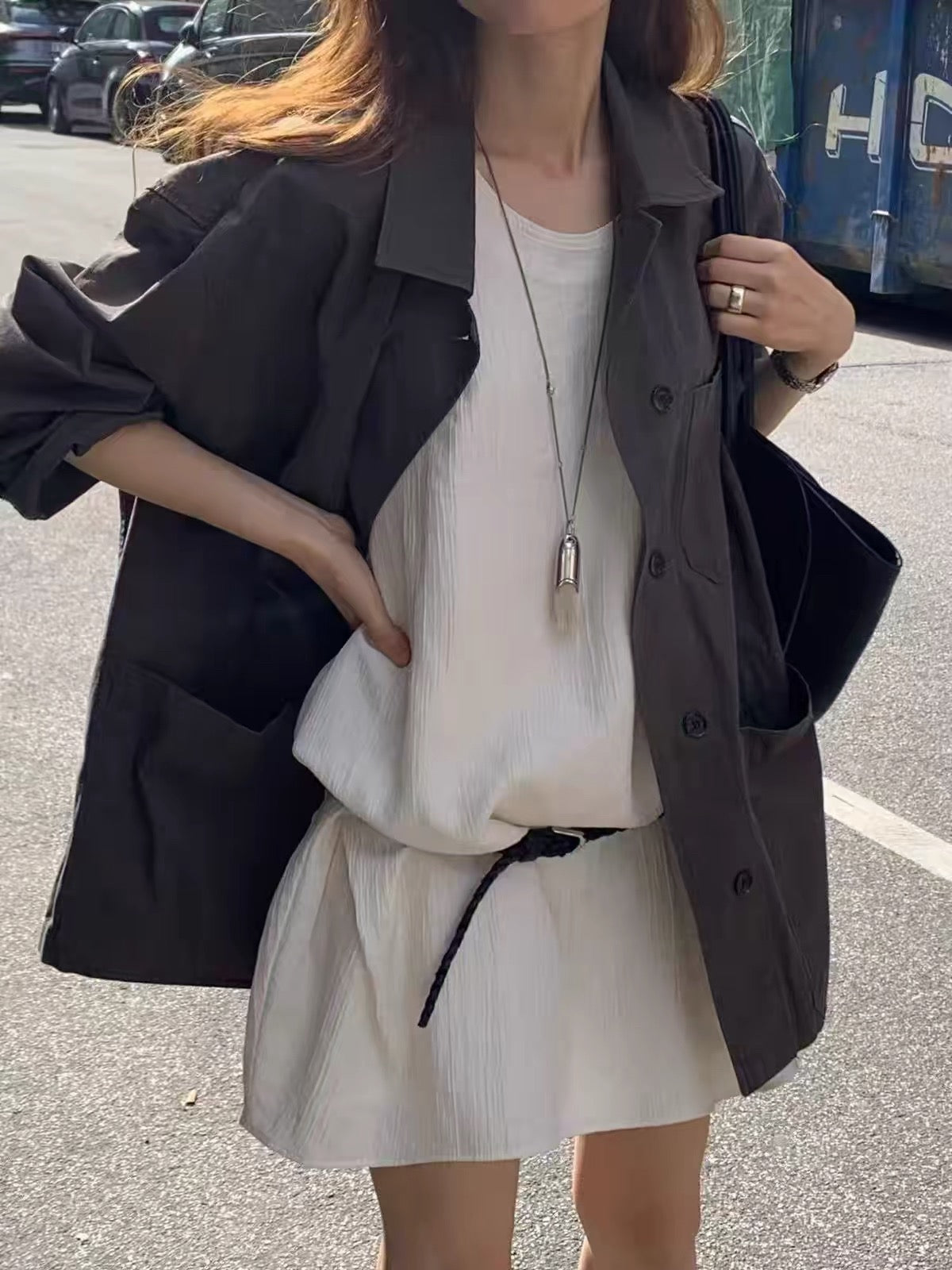 Korean APM Collection Ounce Lightweight Cotton Oversized Jacket – Mocha Brown (Instock)