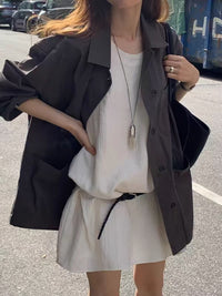 Korean APM Collection Ounce Lightweight Cotton Oversized Jacket – Mocha Brown (Instock)