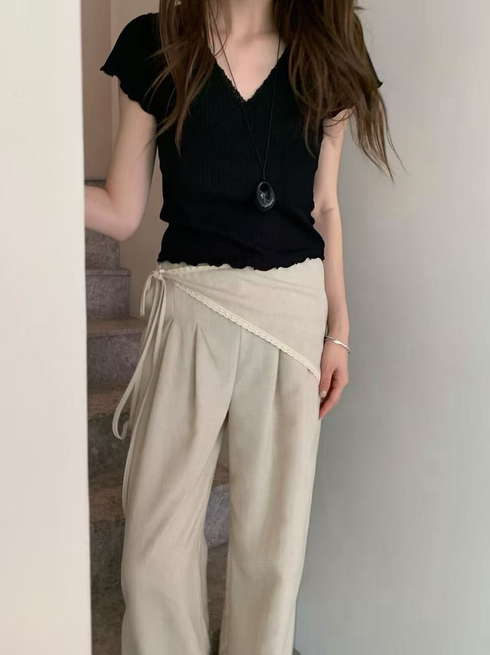 Korean APM Collection V neck Top - 3  Colors (Instock)