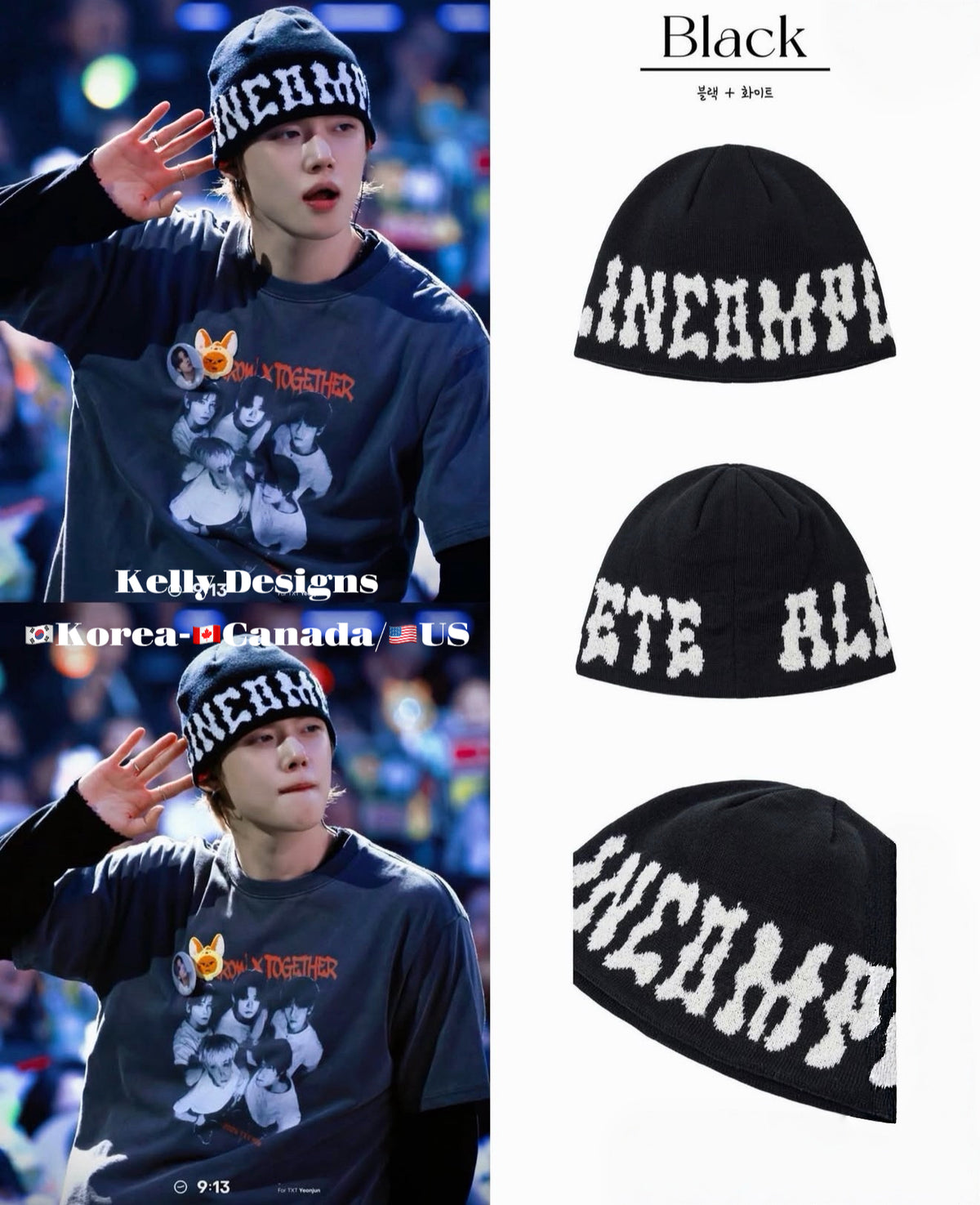 Korean BTS V Inspired Logo Jacquard Knit Beanie (Preorder)